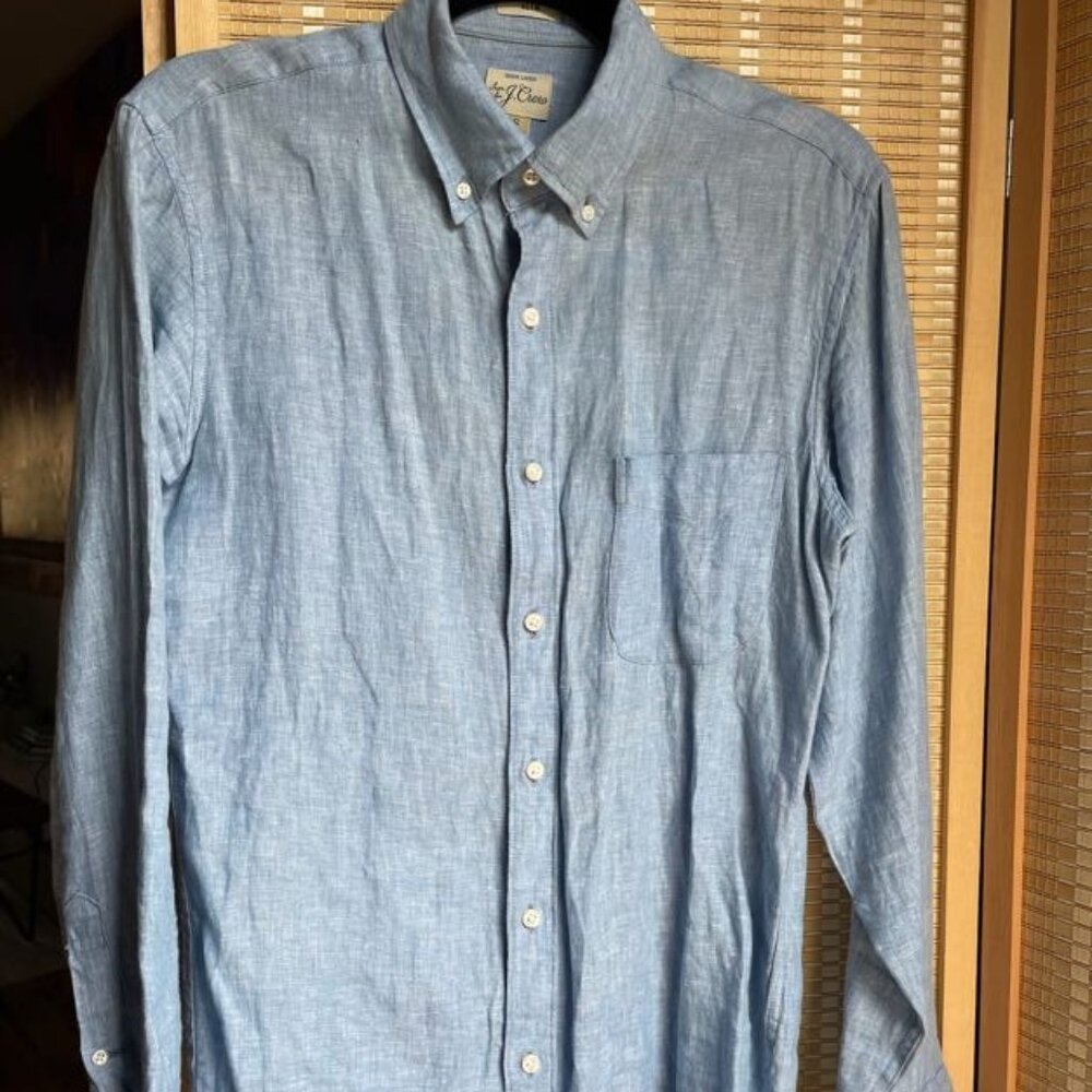 J.Crew Men’s Slim Fit Linen Shirt in Blue